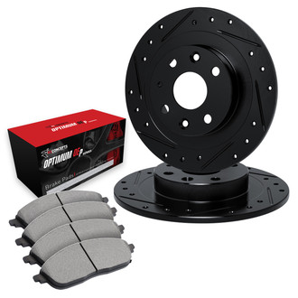 R1 Concepts® - Drilled and Slotted Rear Brake Kit with Optimum OE Pads