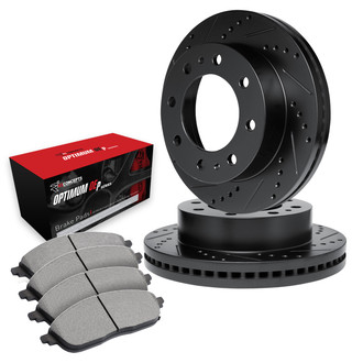 R1 Concepts® - Drilled and Slotted Rear Brake Kit with Optimum OE Pads