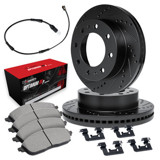 R1 Concepts® - Drilled and Slotted Front Brake Kit with Optimum OE Pads