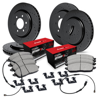 R1 Concepts® - Drilled and Slotted Front and Rear Brake Kit with Optimum OE Pads