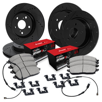 R1 Concepts® - Drilled and Slotted Front and Rear Brake Kit with Optimum OE Pads