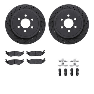 R1 Concepts® - eLINE Series Drilled and Slotted Rear Brake Kit with Performance Off-Road/Tow Brake Pads