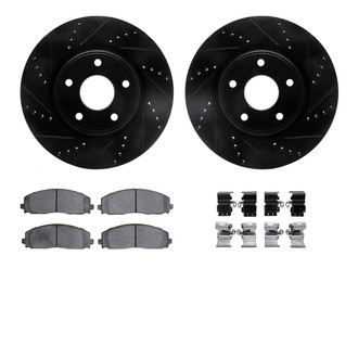 R1 Concepts® - eLINE Series Drilled and Slotted Front Brake Kit with Performance Off-Road/Tow Brake Pads