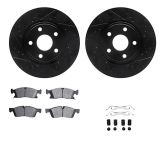 R1 Concepts® - eLINE Series Drilled and Slotted Front Brake Kit with Performance Off-Road/Tow Brake Pads