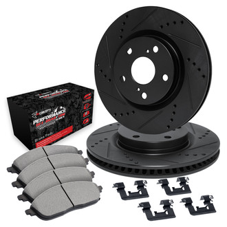 R1 Concepts® - Drilled and Slotted Rear Brake Kit with Performance Off-Road/Tow Brake Pads