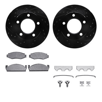 R1 Concepts® - eLINE Series Drilled and Slotted Front Brake Kit with Performance Off-Road/Tow Brake Pads