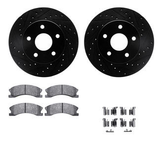 R1 Concepts® - eLINE Series Drilled and Slotted Front Brake Kit with Performance Off-Road/Tow Brake Pads