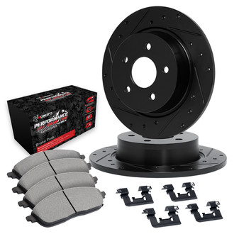 R1 Concepts® - eLINE Series Drilled and Slotted Rear Brake Kit with Performance Off-Road/Tow Brake Pads