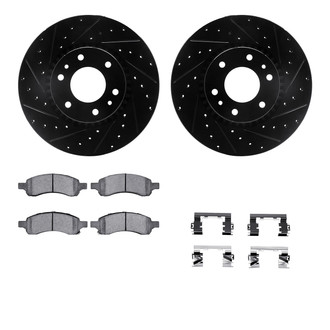 R1 Concepts® - eLINE Series Drilled and Slotted Front Brake Kit with Performance Off-Road/Tow Brake Pads
