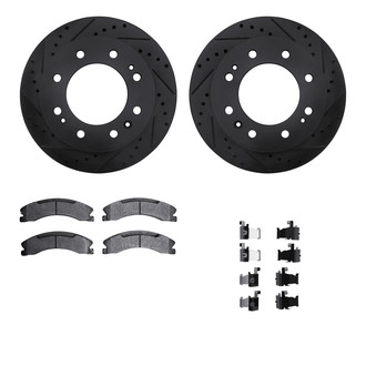 R1 Concepts® - eLINE Series Drilled and Slotted Front Brake Kit with Performance Off-Road/Tow Brake Pads