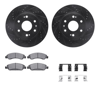 R1 Concepts® - eLINE Series Drilled and Slotted Front Brake Kit with Performance Off-Road/Tow Brake Pads