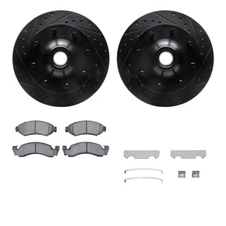 R1 Concepts® - eLINE Series Drilled and Slotted Front Brake Kit with Performance Off-Road/Tow Brake Pads