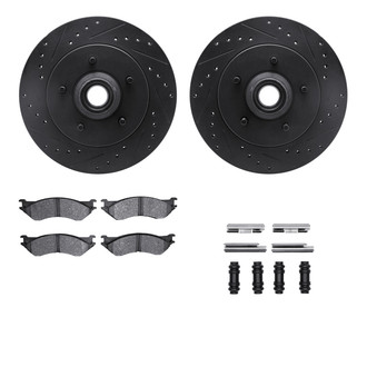 R1 Concepts® - eLINE Series Drilled and Slotted Front Brake Kit with Performance Off-Road/Tow Brake Pads