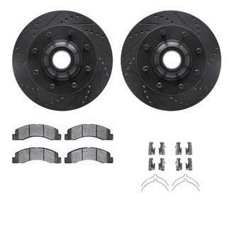 R1 Concepts® - eLINE Series Drilled and Slotted Front Brake Kit with Performance Off-Road/Tow Brake Pads
