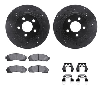 R1 Concepts® - eLINE Series Drilled and Slotted Front Brake Kit with Performance Off-Road/Tow Brake Pads