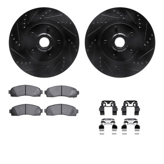 R1 Concepts® - eLINE Series Drilled and Slotted Front Brake Kit with Performance Off-Road/Tow Brake Pads