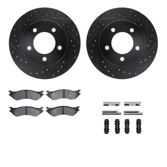 R1 Concepts® - eLINE Series Drilled and Slotted Front Brake Kit with Performance Off-Road/Tow Brake Pads