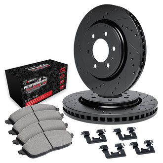 R1 Concepts® - eLINE Series Drilled and Slotted Front Brake Kit with Performance Off-Road/Tow Brake Pads