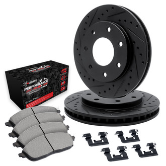 R1 Concepts® - Drilled and Slotted Rear Brake Kit with Performance Off-Road/Tow Brake Pads