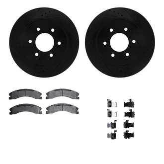 R1 Concepts® - eLINE Series Drilled and Slotted Front Brake Kit with Performance Off-Road/Tow Brake Pads