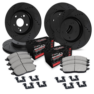 R1 Concepts® - eLINE Series Drilled and Slotted Front and Rear Brake Kit with Performance Off-Road/Tow Brake Pads