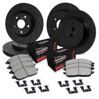 R1 Concepts® - Drilled and Slotted Front and Rear Brake Kit with Performance Off-Road/Tow Brake Pads