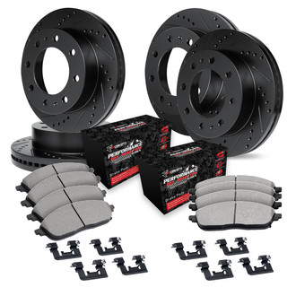 R1 Concepts® - eLINE Series Drilled and Slotted Front and Rear Brake Kit with Performance Off-Road/Tow Brake Pads