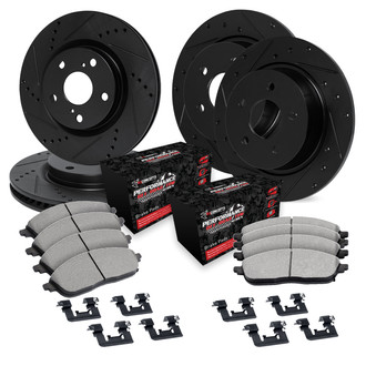 R1 Concepts® - eLINE Series Drilled and Slotted Front and Rear Brake Kit with Performance Off-Road/Tow Brake Pads