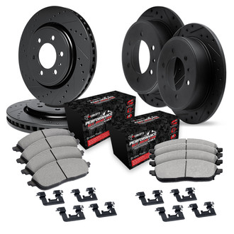 R1 Concepts® - eLINE Series Drilled and Slotted Front and Rear Brake Kit with Performance Off-Road/Tow Brake Pads