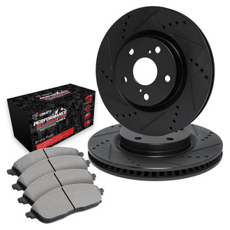 R1 Concepts® - Drilled and Slotted Rear Brake Kit with Performance Off-Road/Tow Brake Pads