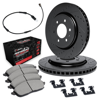 R1 Concepts® - Drilled and Slotted Rear Brake Kit with Performance Off-Road/Tow Brake Pads