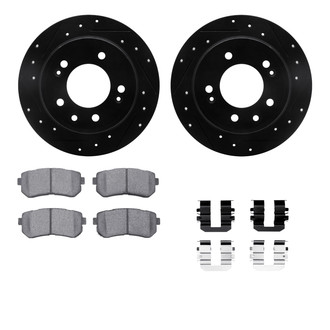 R1 Concepts® - eLINE Series Drilled and Slotted Rear Brake Kit with Ceramic Pads