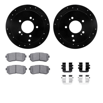 R1 Concepts® - eLINE Series Drilled and Slotted Rear Brake Kit with Ceramic Pads