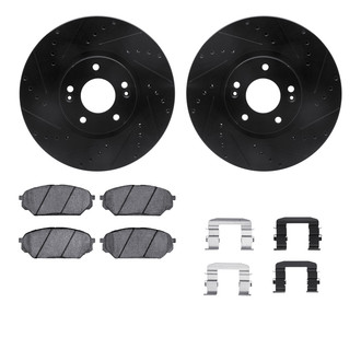 R1 Concepts® - eLINE Series Drilled and Slotted Front Brake Kit with Ceramic Pads