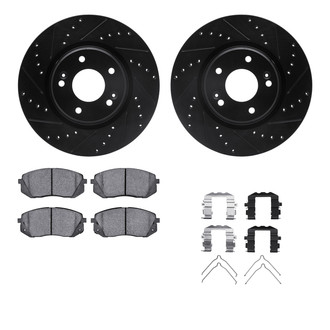 R1 Concepts® - eLINE Series Drilled and Slotted Front Brake Kit with Ceramic Pads
