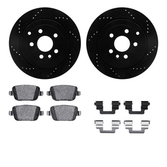 R1 Concepts® - eLINE Series Drilled and Slotted Rear Brake Kit with Ceramic Pads