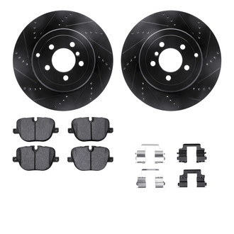 R1 Concepts® - eLINE Series Drilled and Slotted Rear Brake Kit with Ceramic Pads