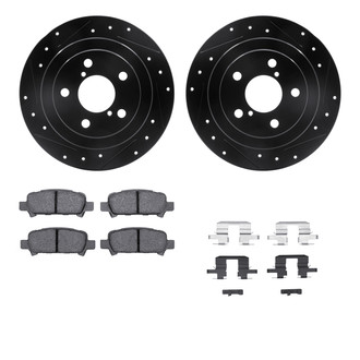 R1 Concepts® - eLINE Series Drilled and Slotted Rear Brake Kit with Ceramic Pads