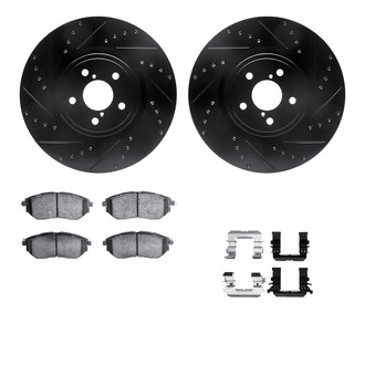 R1 Concepts® - eLINE Series Drilled and Slotted Front Brake Kit with Ceramic Pads