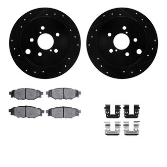R1 Concepts® - eLINE Series Drilled and Slotted Rear Brake Kit with Ceramic Pads