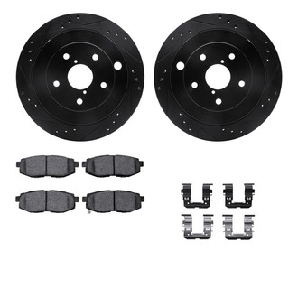 R1 Concepts® - eLINE Series Drilled and Slotted Rear Brake Kit with Ceramic Pads