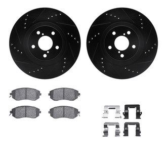R1 Concepts® - eLINE Series Drilled and Slotted Front Brake Kit with Ceramic Pads