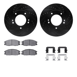 R1 Concepts® - eLINE Series Drilled and Slotted Front Brake Kit with Ceramic Pads