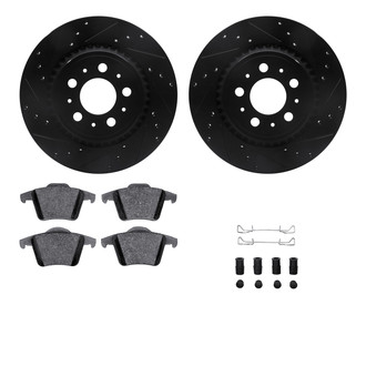 R1 Concepts® - eLINE Series Drilled and Slotted Rear Brake Kit with Ceramic Pads