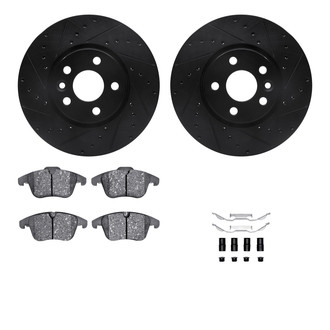 R1 Concepts® - eLINE Series Drilled and Slotted Front Brake Kit with Ceramic Pads