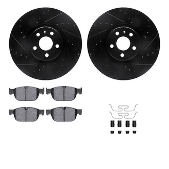 R1 Concepts® - eLINE Series Drilled and Slotted Front Brake Kit with Ceramic Pads