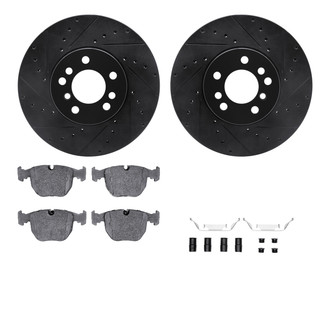 R1 Concepts® - eLINE Series Drilled and Slotted Front Brake Kit with Ceramic Pads