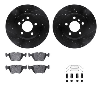 R1 Concepts® - eLINE Series Drilled and Slotted Front Brake Kit with Ceramic Pads