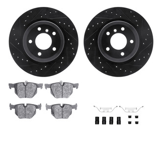 R1 Concepts® - eLINE Series Drilled and Slotted Rear Brake Kit with Ceramic Pads
