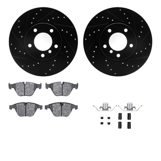 R1 Concepts® - eLINE Series Drilled and Slotted Front Brake Kit with Ceramic Pads